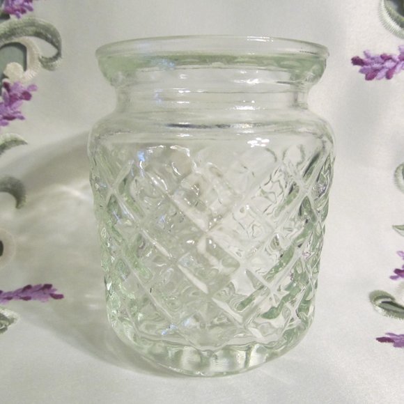 Vintage Anchor Hocking Diamond Cut Apothecary Jar Flower Bottom - Picture 3 of 10